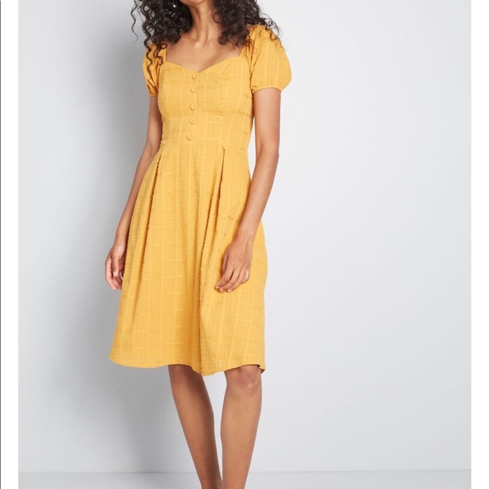 More the Merrier cotton dress in yellow ModCloth